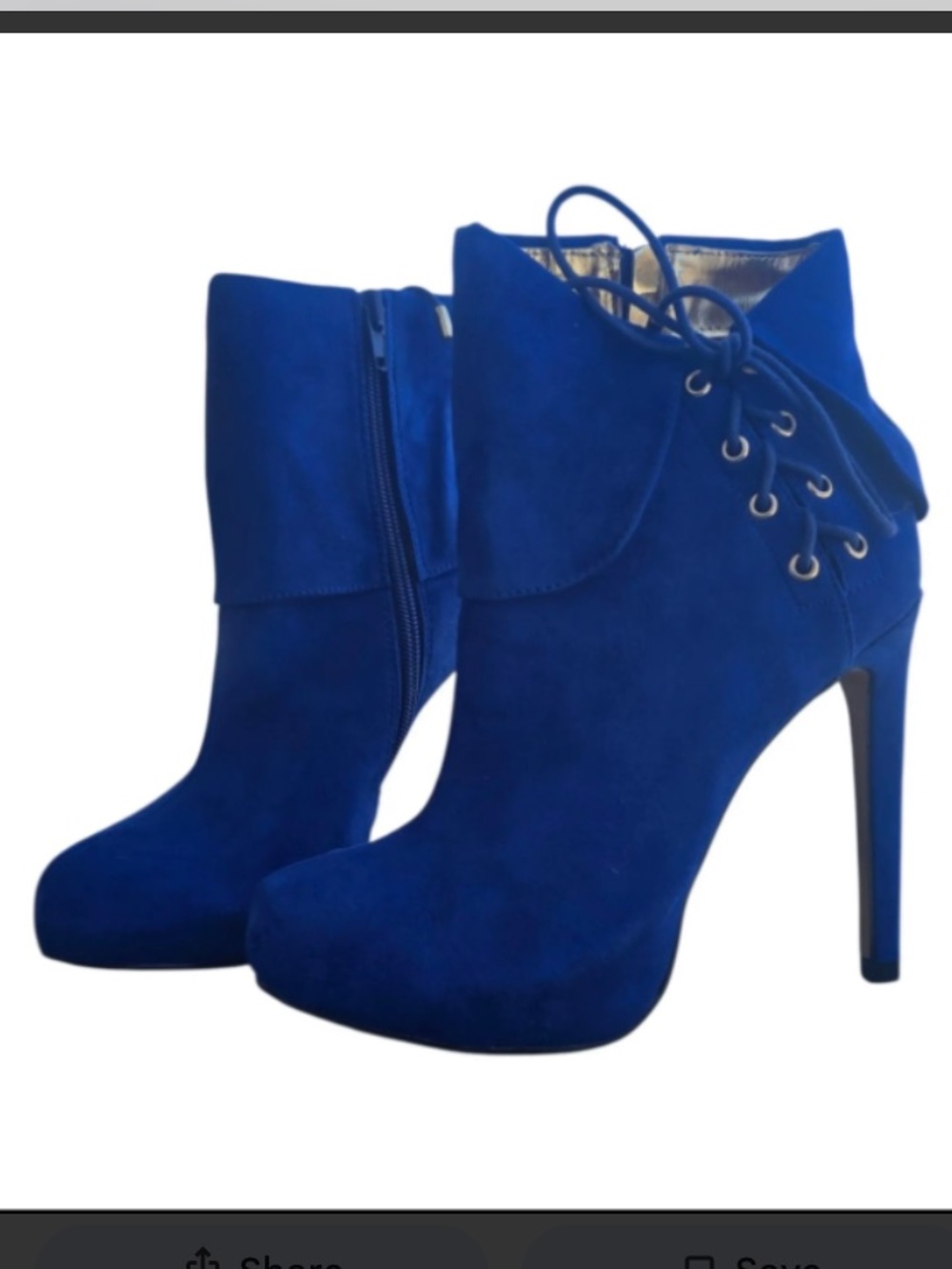 Thalia Sodi Royal Blue Lace-Up High Heel Suede Ankle Boots